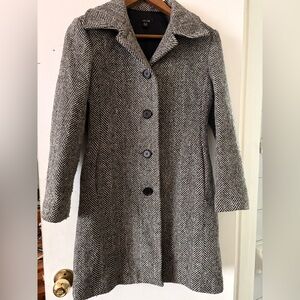 Women's Black and White Herringbone Coat